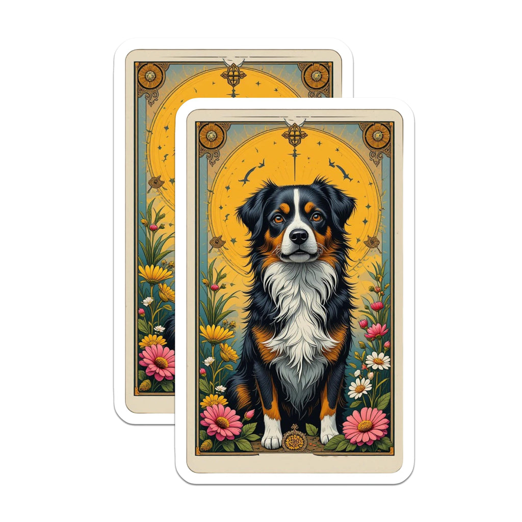 (2 Pack) Bernese Mountain Dog Magnets - Mystical Tarot Card Art - Dog Lover Fridge Decor - 5 Inches On Longest Side - Thick Durable Magnet - Made in USA - MAG21913