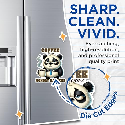 (2 Pack) Coffee Lover Magnet - Funny Panda Magnet - Monday Humor Fridge Magnet - Office Decor Magnet - Motivational Magnet- 5" On Longest Side - for Fridges, Toolboxes, Cars - Made in USA - MAG2768