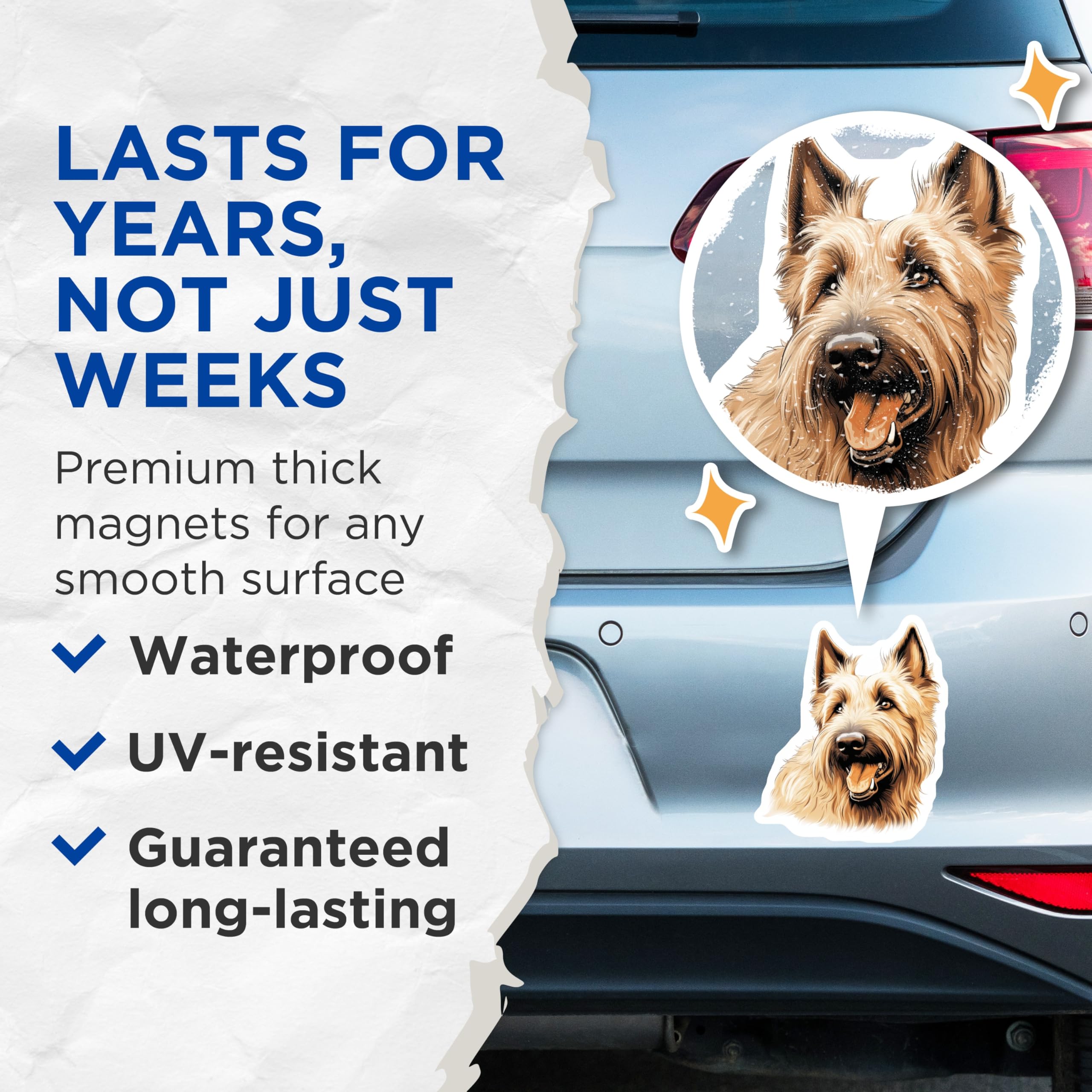 (2 Pack) Cairn Terrier Dog Magnets - Cheerful Scruffy Pet Art - Refrigerator Locker Decor - Animal Lover Home Accessories - 5 Inches On Longest Side - Thick Durable Magnet - Made in USA - MAG23245