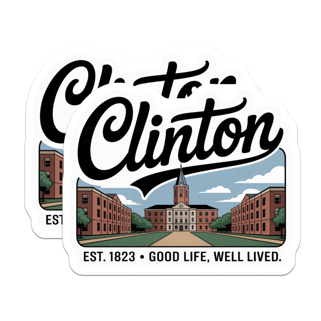 (2 Pack) College Town Magnets - Clinton Landmark - Campus Souvenir - 5" On Longest Side - Premium Magnet - for Cars, Refrigerators, Toolboxes, Lockers - Made in USA - MAG18760