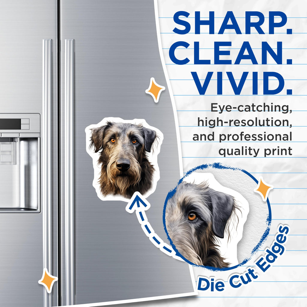 (2 Pack) Wolfhound Dog Magnets - Wire Haired Dog Art - Large Breed Animal Lover Fridge Magnets - Pet Parent Decor - 5 Inches On Longest Side - Thick Durable Magnet - Made in USA - MAG28017