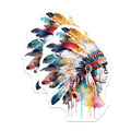(2 Pack) Native American Chief Stickers - Indigenous Art - Watercolor Tribal Headdress - 5" On Longest Side - Sticks to Smooth Flat Surfaces - Made in USA - BMCS9015