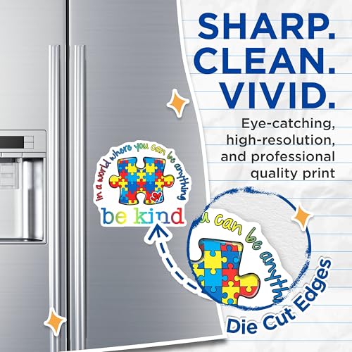 (2 Pack) Be Kind Magnets Magnets - Puzzle Piece Design - 5" On Longest Side - Made in USA - Sticks to Refrigerators & Metal Surfaces - MAG8597