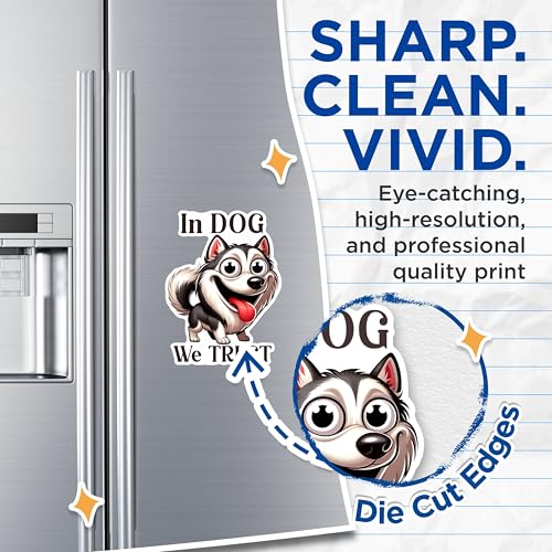(2 Packs) in Dog We Trust Magnets - Funny Cute Wild Dog Magnets - 5 Inches On Longest Side - Premium Magnet - for Fridges, Toolboxes, Cars - Made in USA - MAG2395
