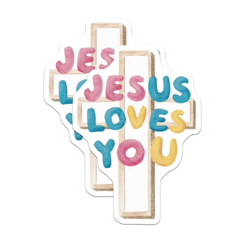 (2 Pack) Jesus Loves You Magnets - Cross Design Magnets - Religious Magnets - 5" On Longest Side - Premium Magnet - for Cars, Refrigerators, Toolboxes, Lockers - Made in USA - MAG15104