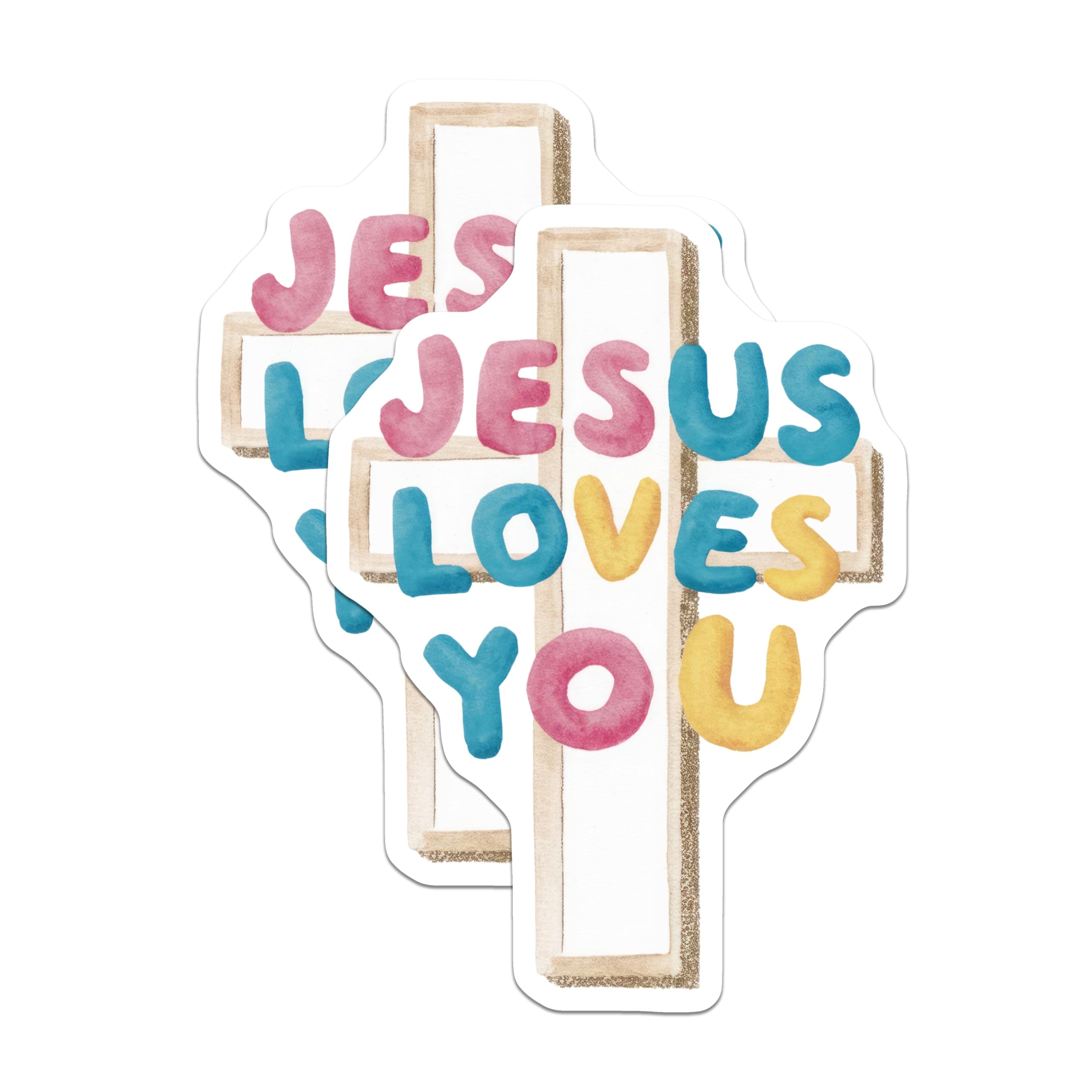 (2 Pack) Jesus Loves You Magnets - Cross Design Magnets - Religious Magnets - 5" On Longest Side - Premium Magnet - for Cars, Refrigerators, Toolboxes, Lockers - Made in USA - MAG15104