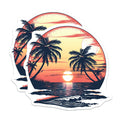 (2 Pack) Tropical Sunset Magnets - Palm Trees Beach Ocean Waves - Coastal Decor Summer Vibe - Refrigerator Locker Accent - 5 Inches On Longest Side - Thick Durable Magnet - Made in USA - MAG38389