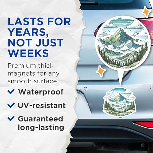 (2 Packs) Mountains and Wilderness Magnets - Nature Lover Hiker Hiking Outdoorsman Magnets - 5 Inches On Longest Side - Premium Magnet - for Fridges, Toolboxes, Cars - Made in USA - MAG2284