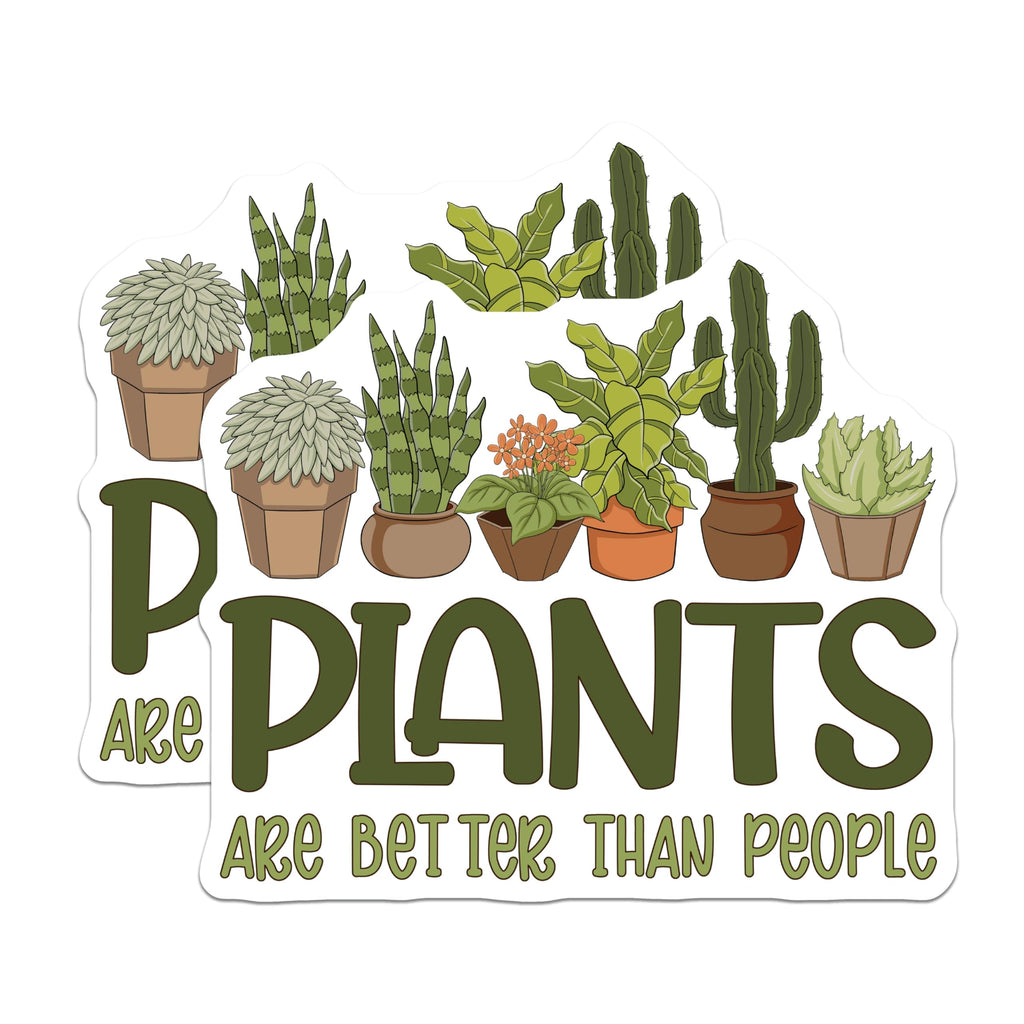 (2 Pack) Plants Are Better Than People Magnets - Funny Houseplant Sarcasm Quote - Botanical Gardener Humor Refrigerator Decor - 5 Inches On Longest Side - Thick Durable Magnet - Made in USA - MAG19365