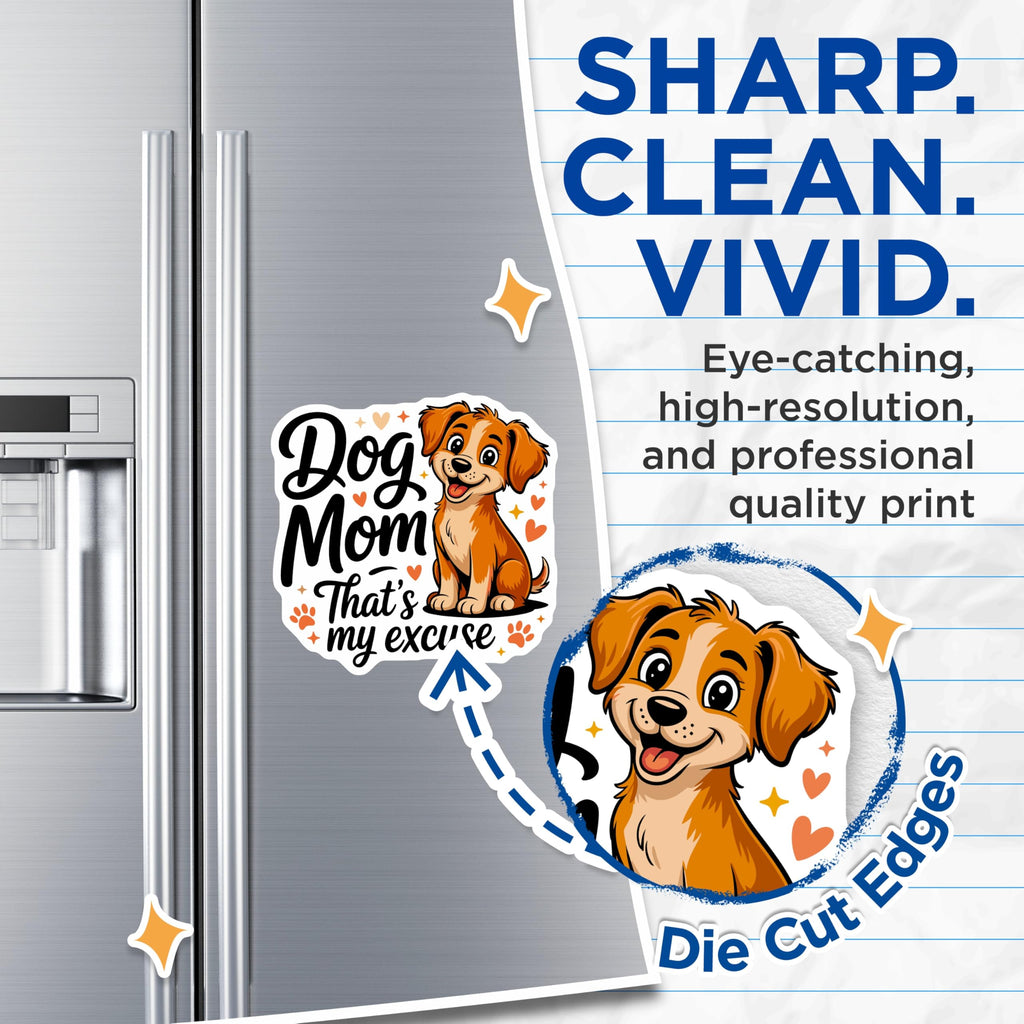 (2 Pack) Dog Mom Magnets - Adorable Puppy Refrigerator Decor - Humorous Pet Lover Appliance Accent - 5 Inches On Longest Side - Thick Durable Magnet - Made in USA - MAG23744