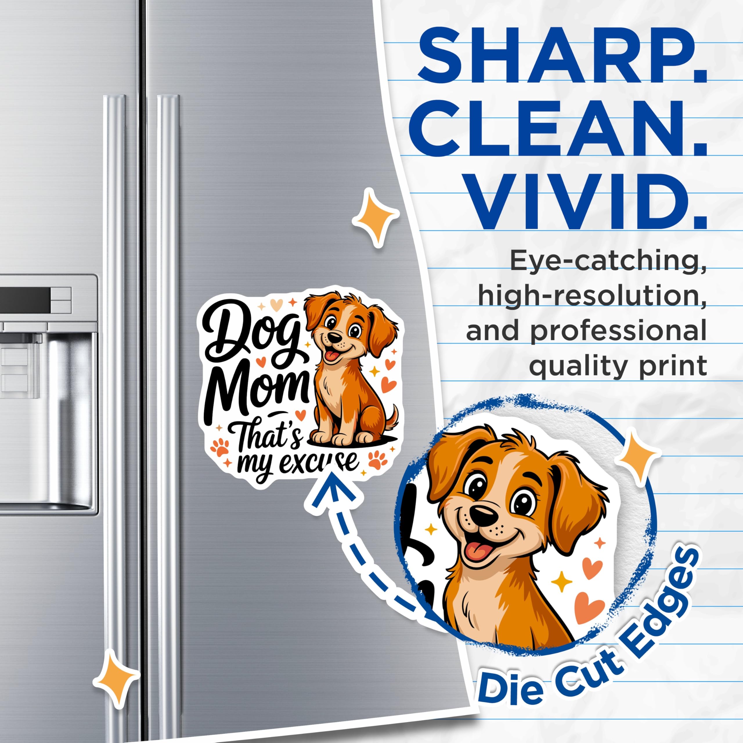 (2 Pack) Dog Mom Magnets - Adorable Puppy Refrigerator Decor - Humorous Pet Lover Appliance Accent - 5 Inches On Longest Side - Thick Durable Magnet - Made in USA - MAG23744
