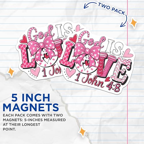 (2 Pack) God is Love Magnets Magnets - Christian Decor - 5" On Longest Side - Made in USA - Sticks to Refrigerators & Metal Surfaces - MAG8814