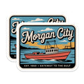 (2 Pack) Morgan City Louisiana Magnets - Gateway to the Gulf - Fishing Boat Souvenir - 5 Inches On Longest Side - Thick Durable Magnet - Made in USA - MAG19064