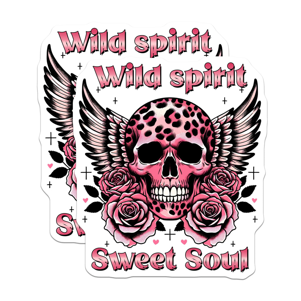(2 Pack) Skull with Roses Magnets - Winged Skull Art - Sweet Soul Wild Spirit Home Decor - 5" On Longest Side - Premium Magnet - for Cars, Refrigerators, Toolboxes, Lockers - Made in USA - MAG15885