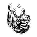 (2 Pack) Deer and Fish Magnets - USA Flag Wildlife - Hunting Fishing Decor - 5" On Longest Side - Premium Magnet - for Cars, Refrigerators, Toolboxes, Lockers - Made in USA - MAG16894