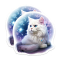 (2 Pack) Magical White Cat Magnets - Blue Eyed Fluffy Kitten - Celestial Starry Animal Decor - Fantasy Art - 5 Inches On Longest Side - Thick Durable Magnet - Made in USA - MAG38860