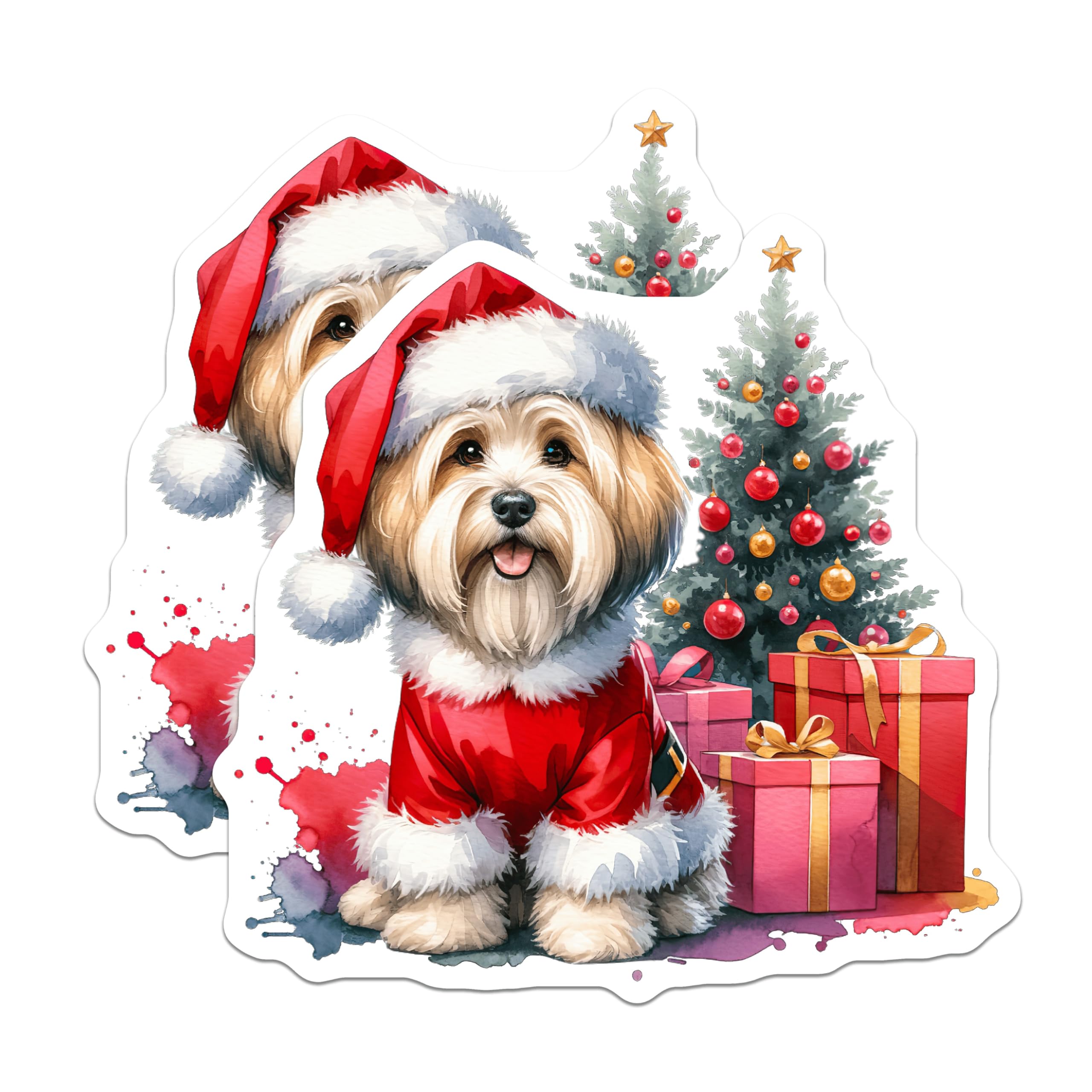 (2 Pack) Santa Dog Christmas Magnets - Havanese Shih Tzu Decor - Holiday Pet Lover Accessories - 5 Inches On Longest Side - Thick Durable Magnet - Made in USA - MAG26150