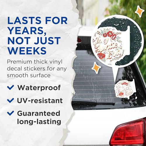 (2 Pack) Floral Auntie Stickers - Family Quotes Stickers - Cute Floral Designs - 5" On Longest Side - Sticks to Any Smooth Flat Surface - Made in USA - BMCS3507