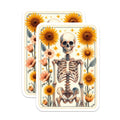 (2 Pack) Skeleton Sunflowers Magnets - Gothic Floral Decor - Whimsical Skull Art - 5 Inches On Longest Side - Thick Durable Magnet - Made in USA - MAG20818