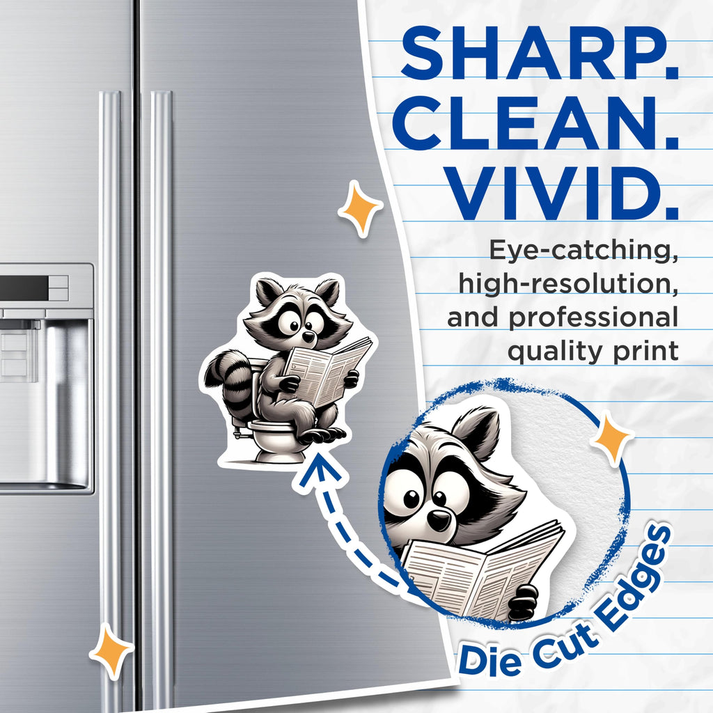 (2 Pack) Raccoon Magnets - Funny Animal Magnet - Cartoon Character Magnets - 5" On Longest Side - Premium Magnet - for Cars, Refrigerators, Toolboxes, Lockers - Made in USA - MAG15338