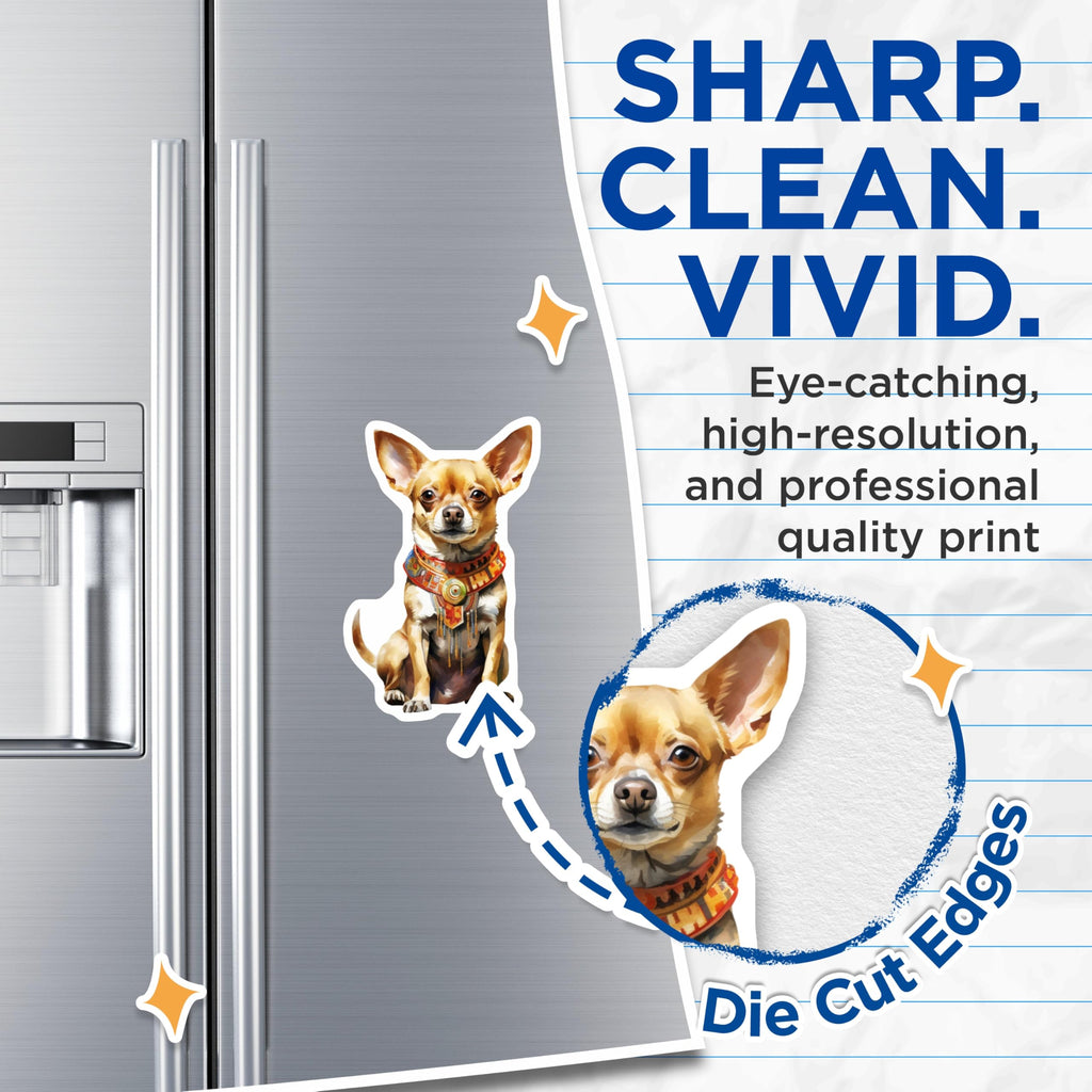 (2 Pack) Pharaoh Chihuahua Magnets - Egyptian Dog Art - Bohemian Pet Fridge Decals - Unique Dog Lover Accessory - 5 Inches On Longest Side - Thick Durable Magnet - Made in USA - MAG25477
