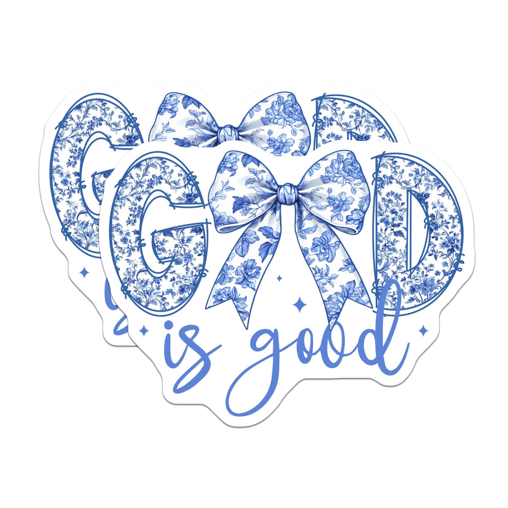 (2 Pack) God is Good Magnets - Christian Faith Decor - Blue White Chinoiserie Style - 5 Inches On Longest Side - Thick Durable Magnet - Made in USA - MAG25638