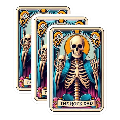 (3 Pack) Rock Dad Decals - Funny Skeleton Decal - Rock and Roll Decals - 3 Inches On Longest Side - Easy Peel & Apply - Made in USA - 3MCS4256