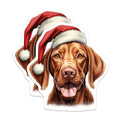 (2 Pack) Vizsla Christmas Magnets - Santa Hat Dog Refrigerator Decor - Festive Pet Holiday Canine Accent - Dog Lover Display - 5 Inches On Longest Side - Thick Durable Magnet - Made in USA - MAG24398