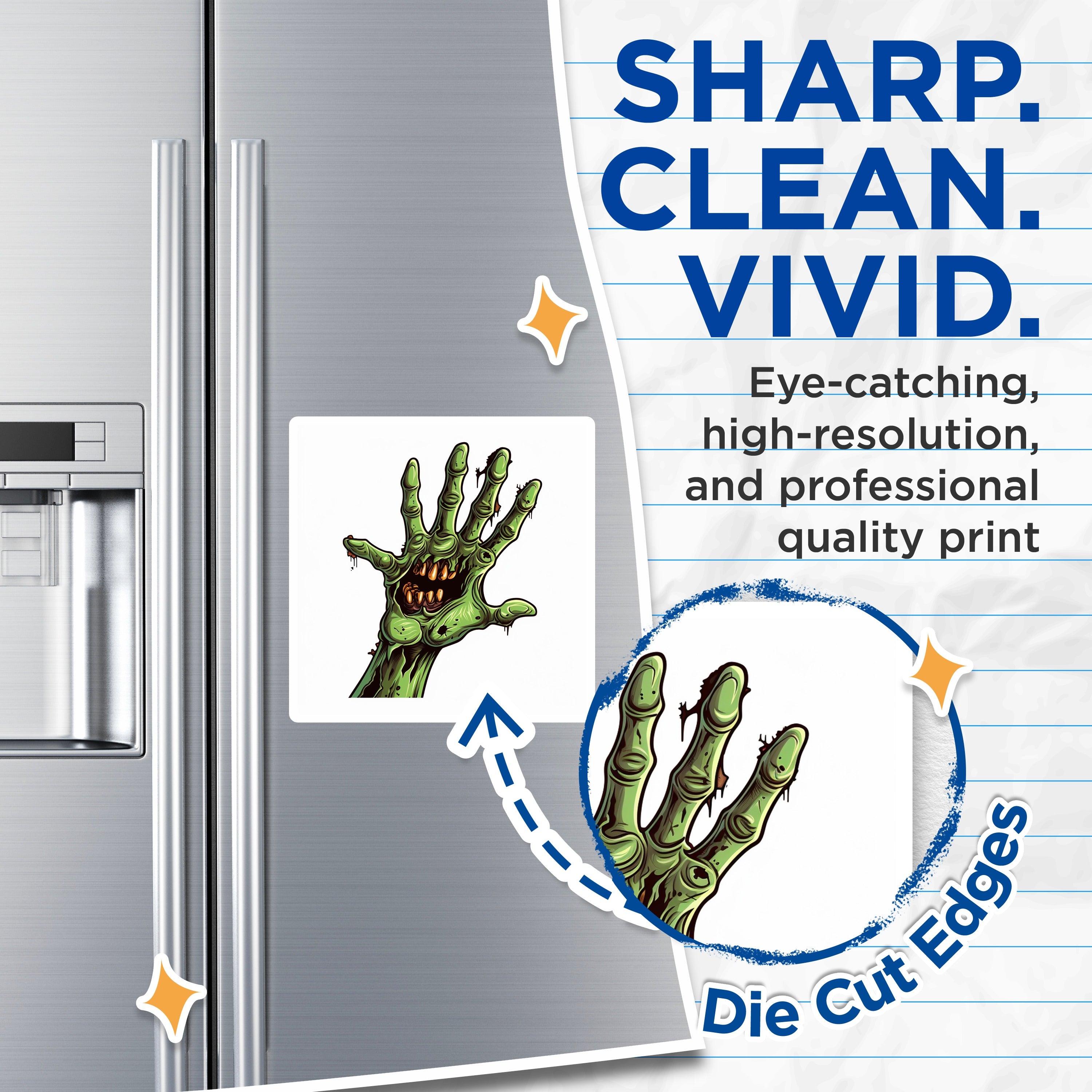 (2 Pack) Zombie Hand Magnets - Creepy Horror Decor - Halloween Party Spooky Kitchen - 5 Inches On Longest Side - Thick Durable Magnet - Made in USA - MAG38414