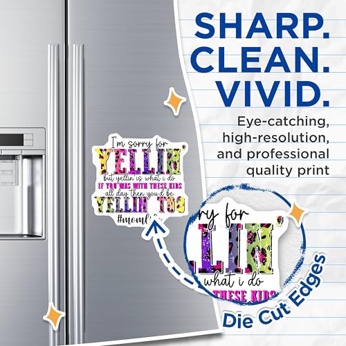 (2 Pack) Funny Mom Life Magnets - I'm Sorry for Yellin Magnets - Mom Life Quotes Magnets for Moms - 5" On Longest Side - for Cars, Refrigerators, Toolboxes, Lockers - Made in USA BMCS3227