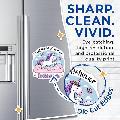 (2 Pack) Registered Behavior Technician Magnets - Unicorn Magnets - Cute Magnets for Technicians - 5" On Longest Side - for Cars, Refrigerators, Toolboxes, Lockers - Made in USA BMCS3168