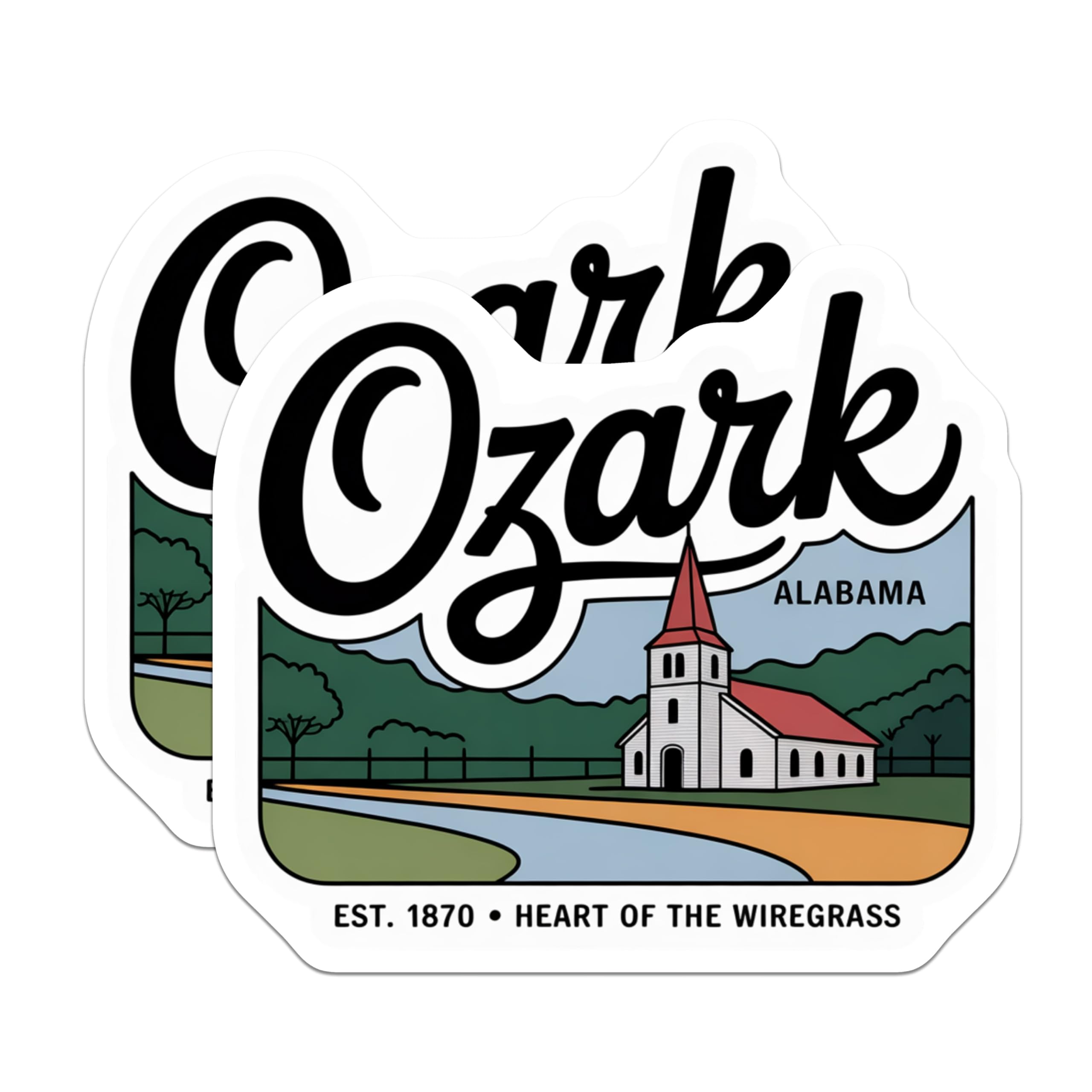 (2 Pack) Ozark Alabama Magnets - Heart of Wiregrass - Southern Town Souvenir - 5" On Longest Side - Premium Magnet - for Cars, Refrigerators, Toolboxes, Lockers - Made in USA - MAG18881