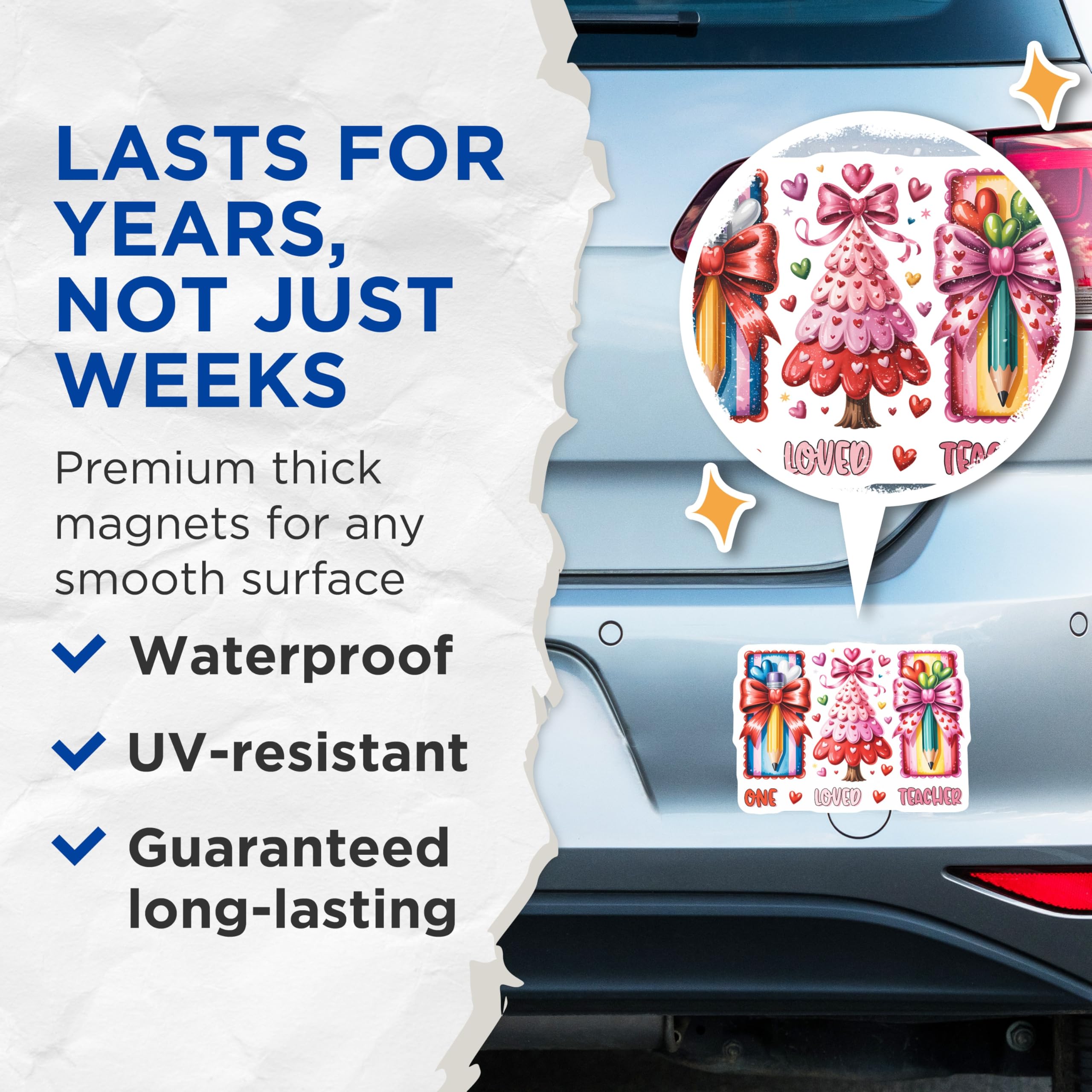 (2 Pack) Teacher Appreciation Magnets - One Loved Teacher- School Decoration Magnet - 5" On Longest Side - Premium Magnet - for Cars, Refrigerators, Toolboxes, Lockers - Made in USA - MAG16570