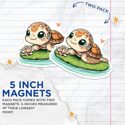 (2 Pack) Ocean Animal Decor Magnet - 5" On Longest Side - Sticks to Smooth Flat Surfaces - Made in USA - MAG10095