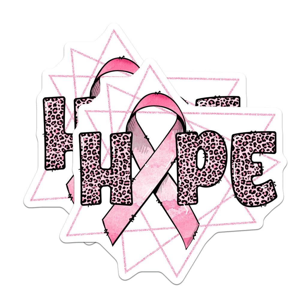 (2 Pack) Hope Pink Ribbon Magnets - Leopard Print Letters - Awareness Hope Magnets - 5" On Longest Side - Premium Magnet - for Cars, Refrigerators, Toolboxes, Lockers - Made in USA - MAG16828