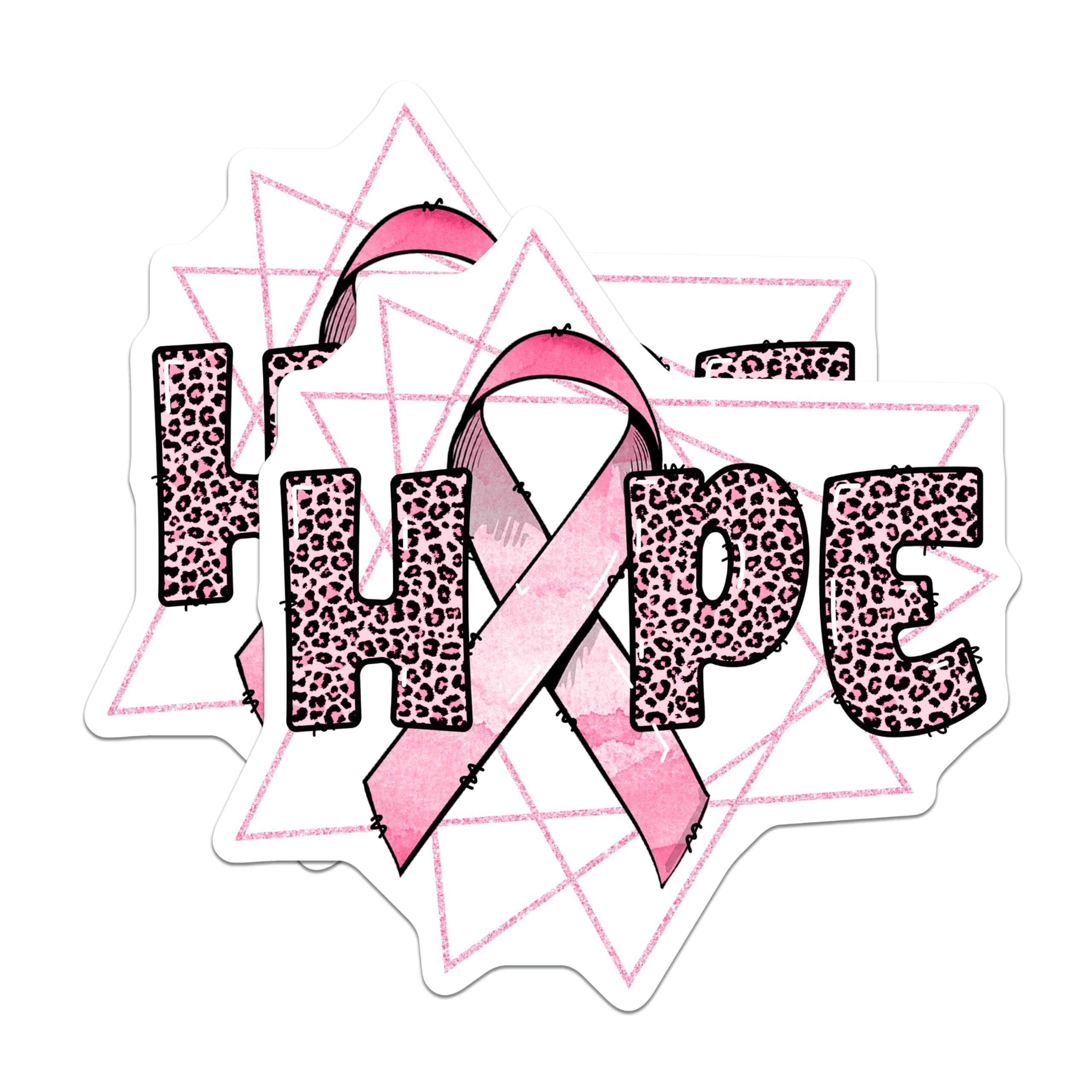 (2 Pack) Hope Pink Ribbon Magnets - Leopard Print Letters - Awareness Hope Magnets - 5" On Longest Side - Premium Magnet - for Cars, Refrigerators, Toolboxes, Lockers - Made in USA - MAG16828