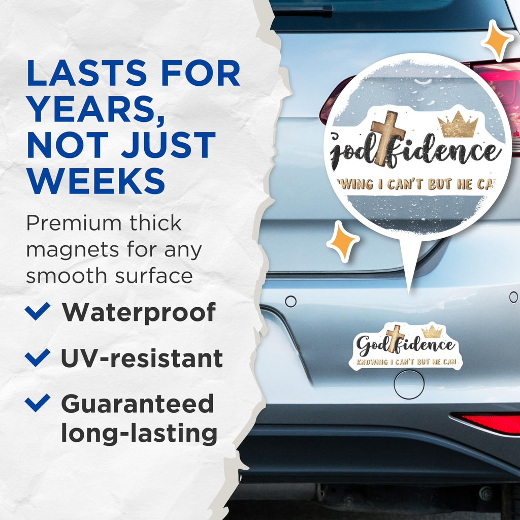 (2 Pack) Godfidence Christian Faith Magnets - Inspirational Religious Decor - Spiritual Refrigerator Accent - 5 Inches On Longest Side - Thick Durable Magnet - Made in USA - MAG26730