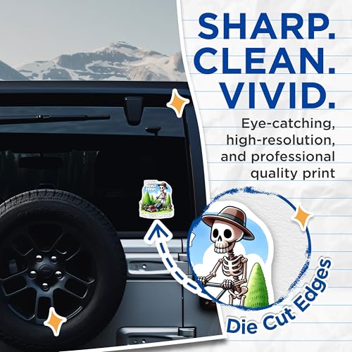 (2 Pack) I Can't Adult Today Stickers - Funny Skeleton - Lawn Mower Humor Decals - 5" On Longest Side - Sticks to Smooth Flat Surfaces - Made in USA - BMCS7457