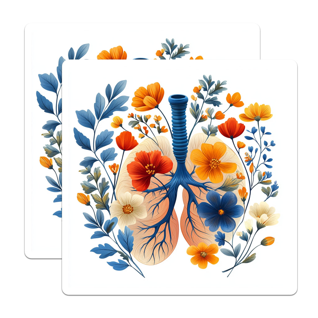 (2 Pack) Floral Lungs Magnets - Medical Anatomy Art - Nurse Doctor Student Decor - 5 Inches On Longest Side - Thick Durable Magnet - Made in USA - MAG27147
