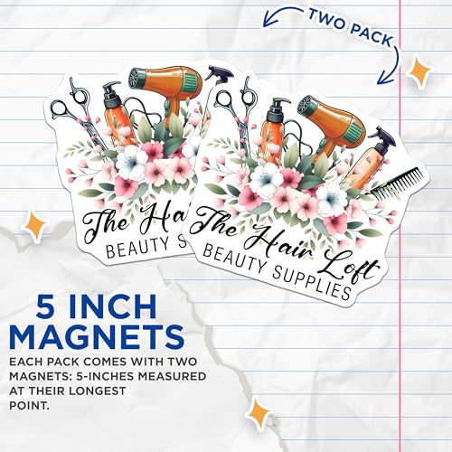 (2 Pack) Beauty Supplies Magnets - Hair Salon Decor - 5" On Longest Side - for Cars, Fridges, Toolboxes - Made in USA - MAG7575