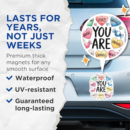 (2 Pack) Inspirational Quote Magnets - Heart Shaped Magnets - Motivational Magnets for Home Decor - 5" On Longest Side - for Cars, Refrigerators, Toolboxes, Lockers - Made in USA MAG3560