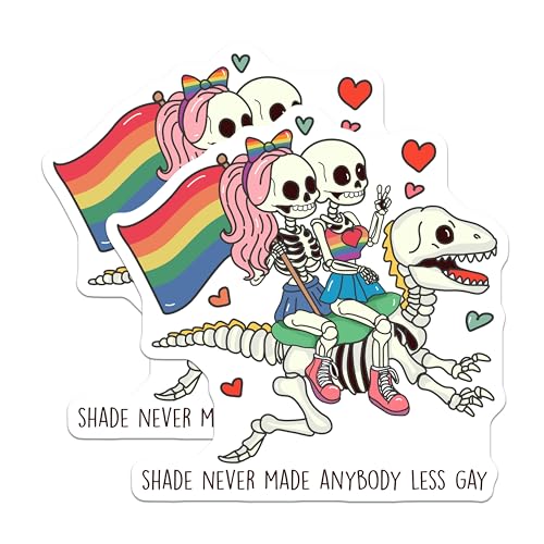 (2 Pack) Pride Skeleton Stickers - LGBTQIA+ Rainbow Stickers - Love Wins Stickers - 5" On Longest Side - Sticks to Smooth Flat Surfaces - Made in USA - BMCS7103