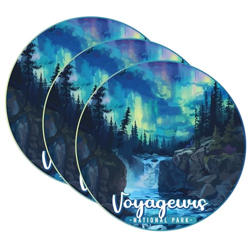 (3 Pack) Voyageurs Decals - National Park Stickers - Laptop Decals - Northern Lights Decal - 3 Inches On Longest Side - Easy Peel & Apply - Made in USA - 3MCS0498