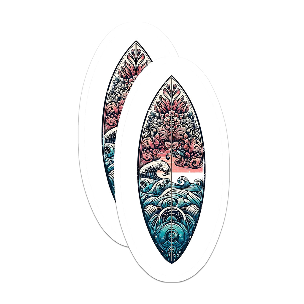 (2 Pack) Surfboard Art Magnets - Ocean Wave Design - Decorative Fridge Magnets - 5" On Longest Side - Premium Magnet - for Cars, Refrigerators, Toolboxes, Lockers - Made in USA - MAG14855
