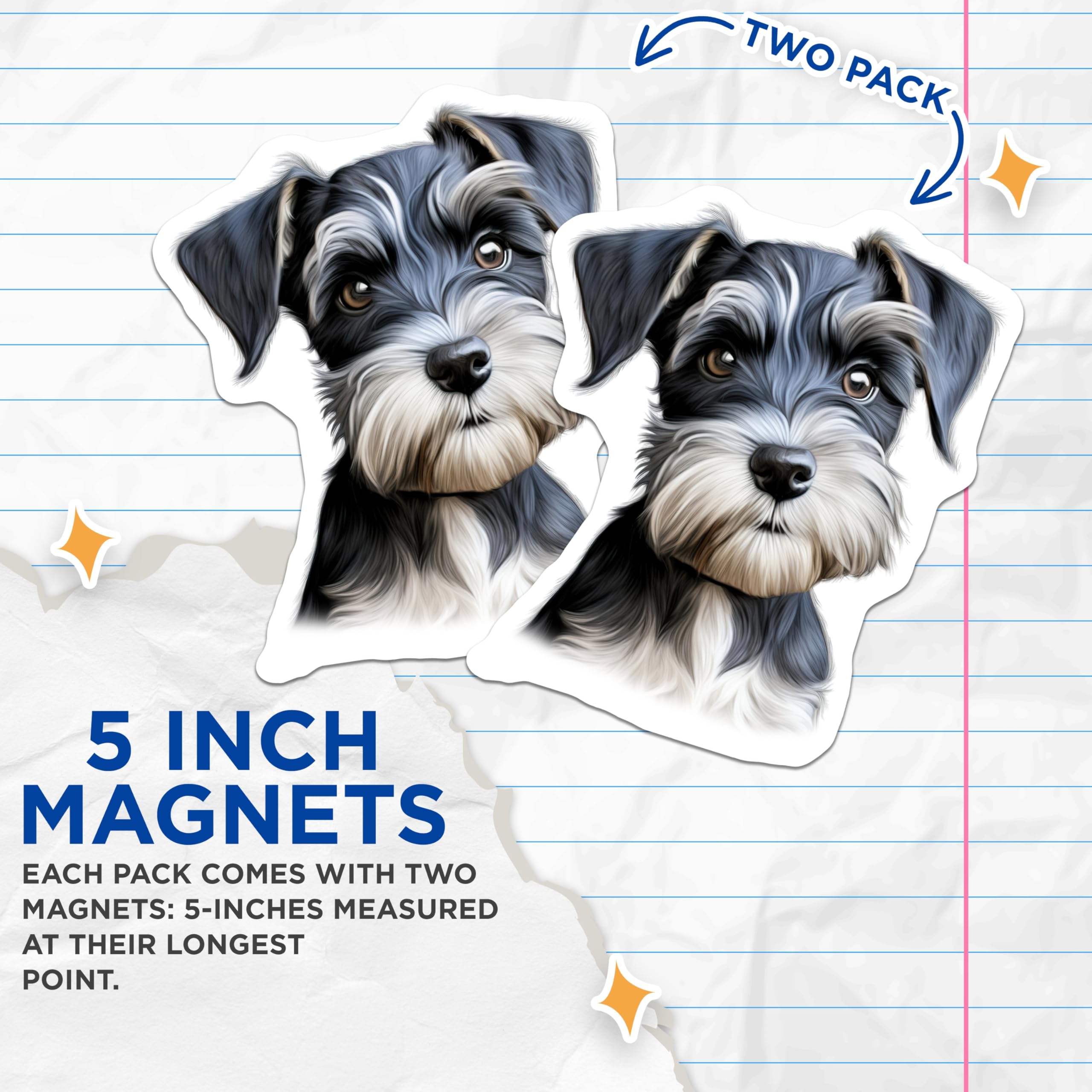 (2 Pack) Schnauzer Magnets - Dog Lover Decor - Pet Mom Home Decor - 5 Inches On Longest Side - Thick Durable Magnet - Made in USA - MAG28293