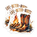 (2 Pack) Life is Better in Boots Magnets - Cowboy Boot Decor - Campfire Art - 5" On Longest Side - for Cars, Fridges, Toolboxes - Made in USA - MAG6938
