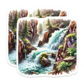 (2 Pack) Waterfall Magnets - River Rapids Decor - Mountain Stream Art Refrigerator Magnets - 5" On Longest Side - Premium Magnet - for Cars, Refrigerators, Toolboxes, Lockers - Made in USA - MAG17291
