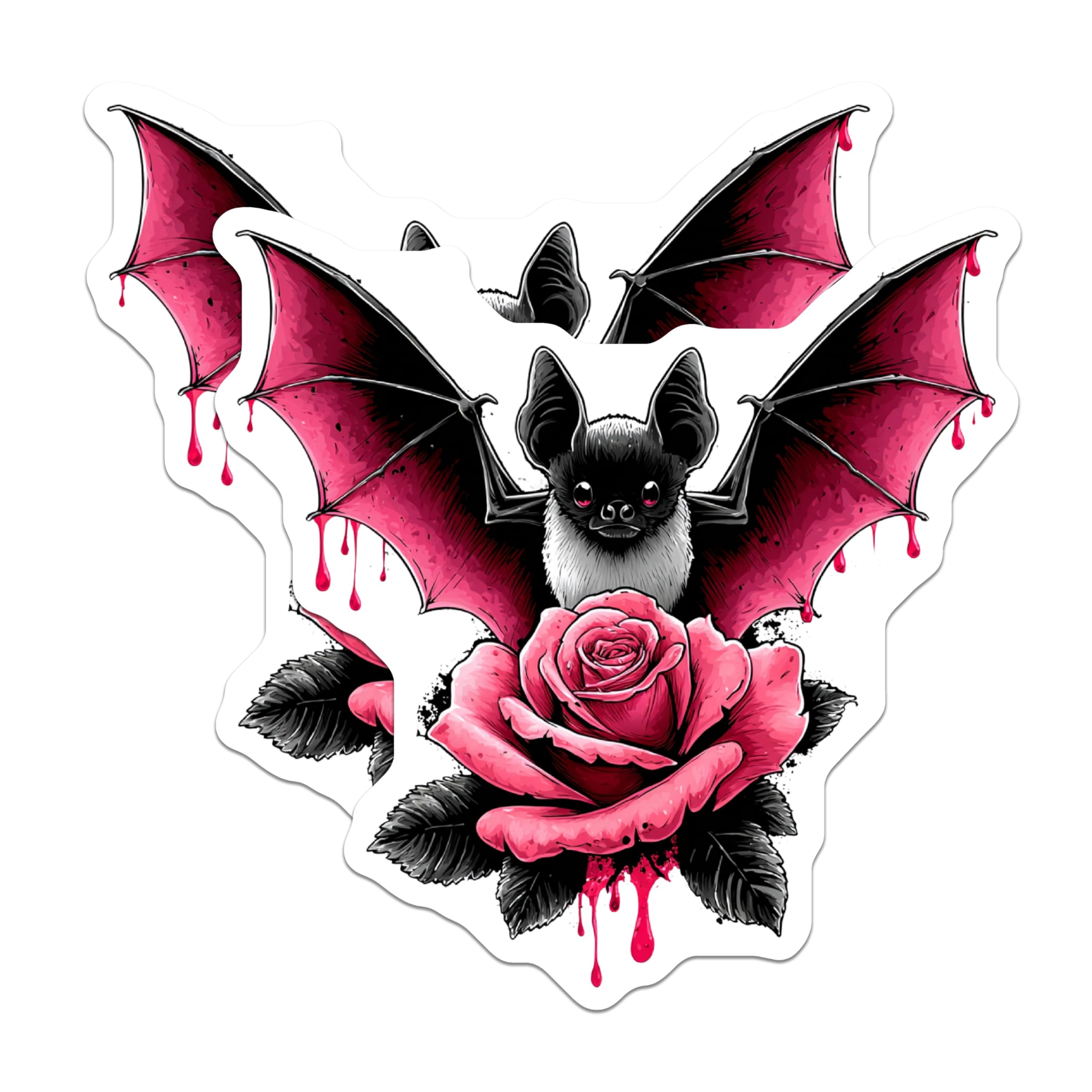 (2 Pack) Gothic Bat Rose Magnets - Dark Fantasy Fridge Art - Spooky Halloween Locker Decor Aesthetic - 5 Inches On Longest Side - Thick Durable Magnet - Made in USA - MAG21080