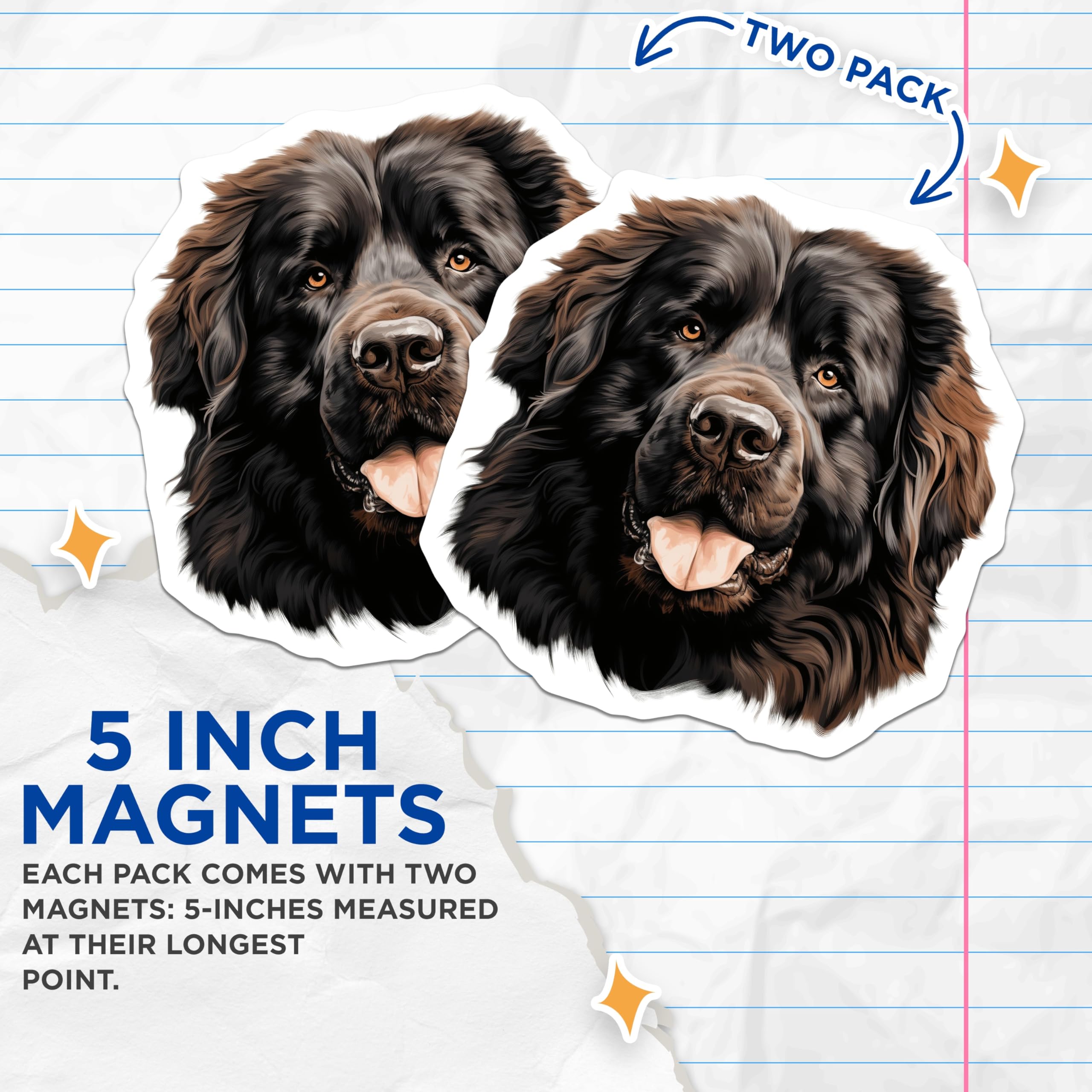 (2 Pack) Newfoundland Dog Magnets - Newfie Pet Owner Accessories - Large Breed Fridge Decor - Dog Mom Dad - 5 Inches On Longest Side - Thick Durable Magnet - Made in USA - MAG26898