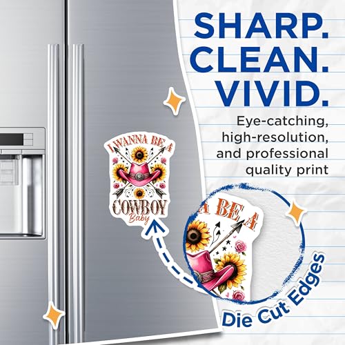 (2 Pack) I Wanna Be a Cowboy Baby Magnets - Country Style Magnets - Fun and Whimsical Home Decor Magnets - 5" On Longest Side - for Cars, Refrigerators, Toolboxes, Lockers - Made in USA BMCS3147